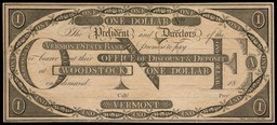 Woodstock Vermont 0ne Dollar Bearer Note